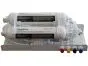 Voorkant van osmoseapparaat OsmoPure 75 BR met een opbrengst van 285 liter osmosewater per dag op metalen plaat.