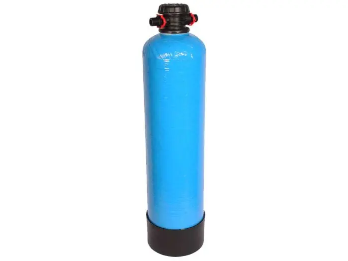 Hervulbaar DI filter met 5 liter di-hars in grote flest. Voor verdere TDS reductie. Voor het maken van gedemineraliseerd water.