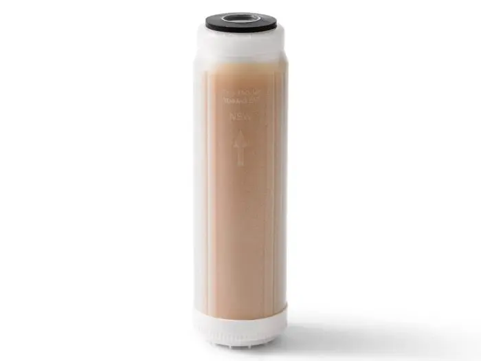 Silicaat cartridge van 10 inch met daarin 0,7 liter anti-silicaat hars. Voor verdere silicaat reductie.