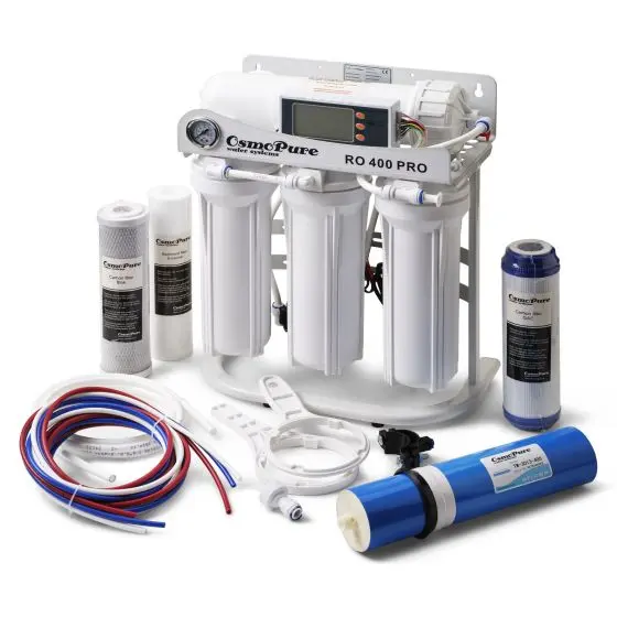 Direct flow osmose apparaat - RO 600 Pro GL. 2000 liter osmose water per dag voor glazenwassers. Compleet met filters, LCD-display, boosterpomp en alle aansluitmaterialen.