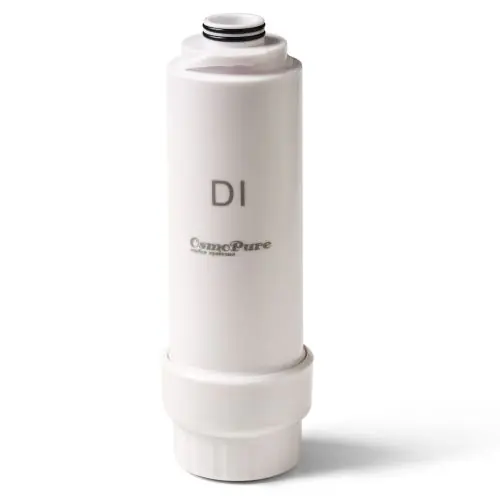 Hervulbaar di-filter met 0,7 liter di-hars in 10 inch filterpot. Voor verdere TDS reductie. Voor het maken van gedemineraliseerd water.