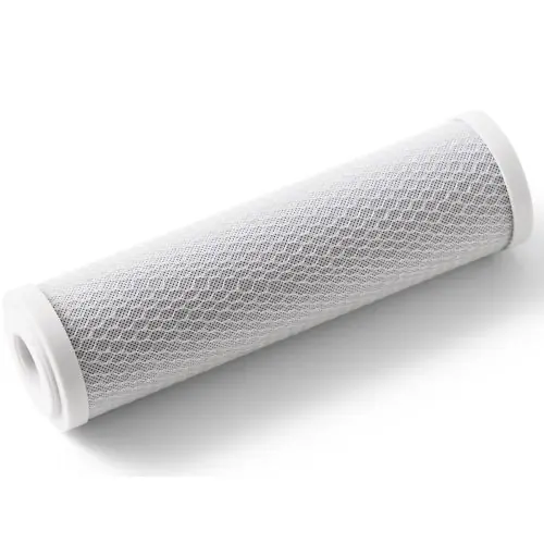 Blok koolfilter voor in een 10 inch filterpot. Verwijderd o.a. kleurstoffen, chloor en diverse vervuilingen uit het water.