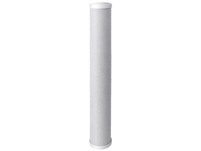 Blok koolfilter voor in een 20 inch filterpot. Verwijderd o.a. kleurstoffen, chloor en diverse vervuilingen uit het water.