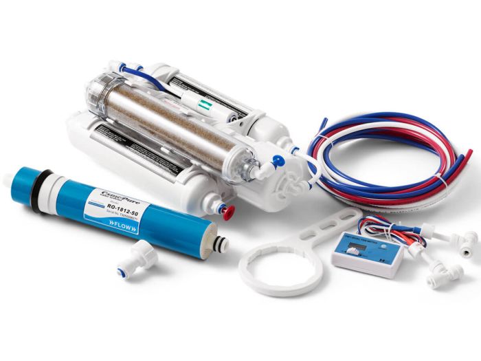 Osmose apparaat 50 GPD met DI-filter en dual inline TDS meter (190 liter per dag)