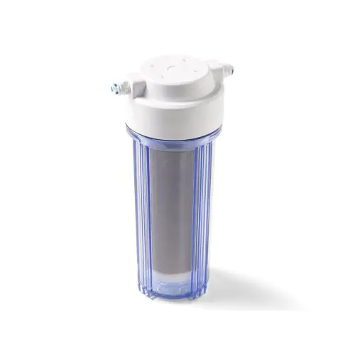 Hervulbaar di-filter met 0,7 liter di-hars in 10 inch filterpot. Voor verdere TDS reductie. Voor het maken van gedemineraliseerd water.