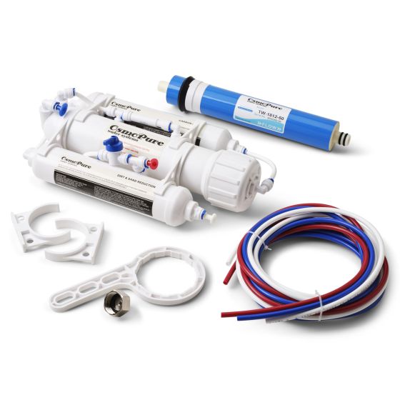 Omgekeerde osmose apparaat OsmoPure 50 BA met een opbrengst van 190 liter osmosewater per dag. 