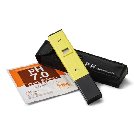 Digitale pH meter met kalibratievloeistof