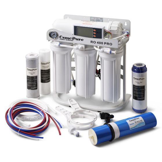 Direct flow osmose apparaat - RO 600 Pro GL. 2000 liter osmose water per dag voor glazenwassers. Compleet met filters, LCD-display, boosterpomp en alle aansluitmaterialen.