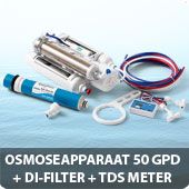 Osmoseapparaat 50 GPD met DI-filter en TDS meter
