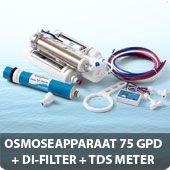 Osmoseapparaat 75 GPD met DI-filter en TDS meter