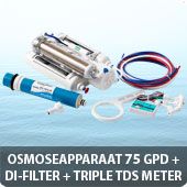 Osmoseapparaat 75 GPD met DI-filter en triple TDS meter
